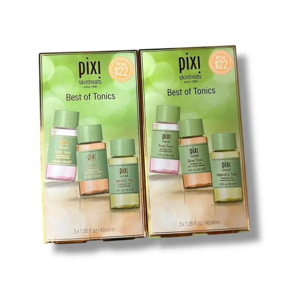 Set of 2 PIXI Best Of Tonics Toners Set Rose Glow Vitamin C New Cruelty Free